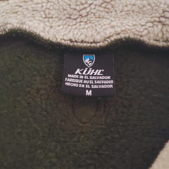 Kuhl Revel Sweater Men's Medium Green Fleece Lined Hiking Outdoor Quarter Zip - Picture 3 of 7
